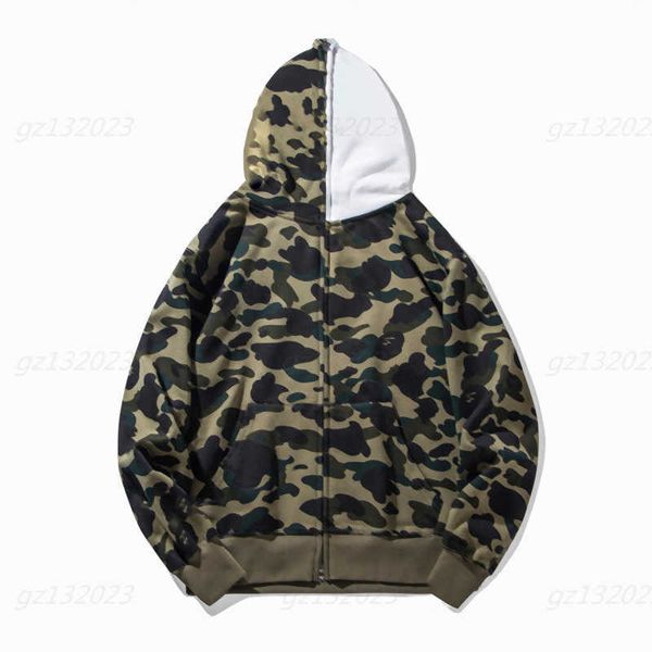 

mens cardigan camouflage designer jacket men hoodies camouflages co-branded hooded zip up shark hoodie men casual track sweatshirt bepa jack, Black