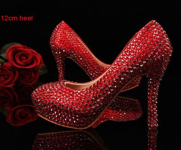 

fashion women high heels crystal fashion bridal shoes woman platforms red rhinestone party prom pump bridesmaid shoes6941268, Black