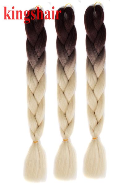 

24quot 100gpack ombre brown pink purple blonde kanekalon jumbo braids hair extensions synthetic crochet braiding box braids hai1638224, Black