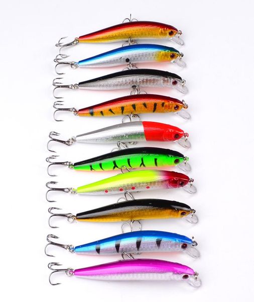 

10pc minnow fishing lure 10cm394quot84g03oz plastic hard baits 6 hook fishing tackle bass bait9394871