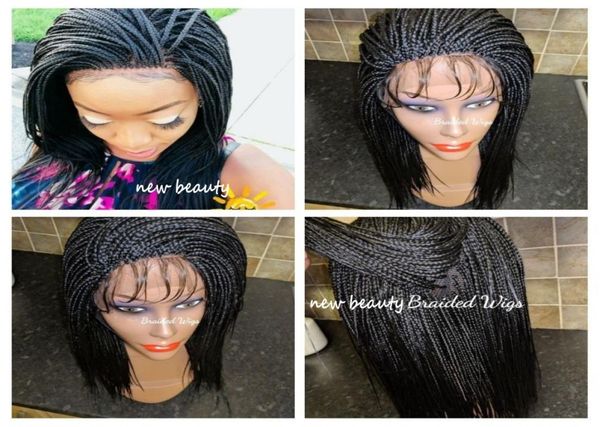 

short bob synthetic wigs for african black women lace front wig african braiding box braids wig with baby hair heat resistant3253535