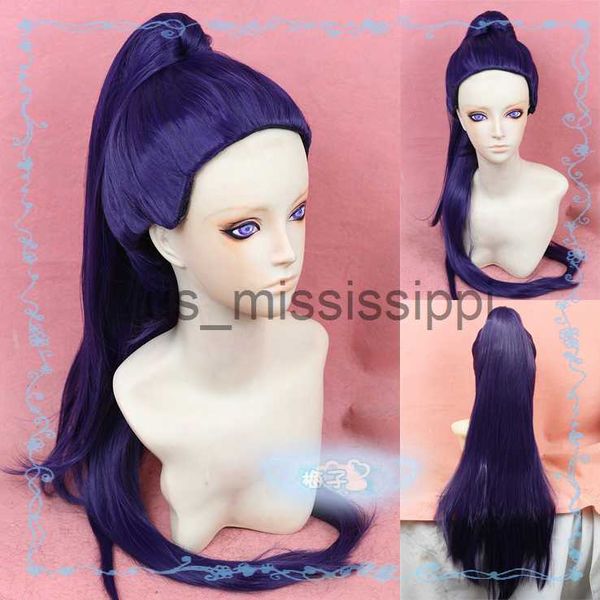 

cosplay wigs game ow widowmaker amelie lacroix 100cm long dark purple with clip ponytail heat resistent cosplay costumes wig x0630, Black