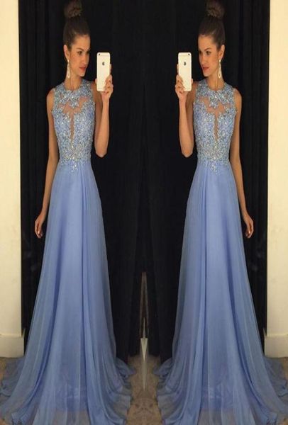 

2020 new lavender prom dresses lace applique beads formal long bridesmaid dresses a line crew neck zip back chiffon party gowns hy5897041, Black