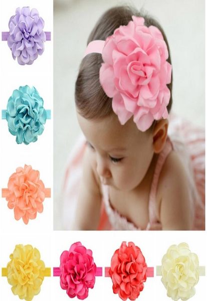 

mix color baby headbands style hairband children headband girls fashion large flower elastic accessory head wrap girl children 7385366656, Slivery;white