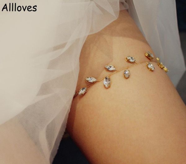 

luxury crystals bridal garters for wedding accessories sparkly rhinestones gold women leg rings brides garters ladies jewelry2939816, White
