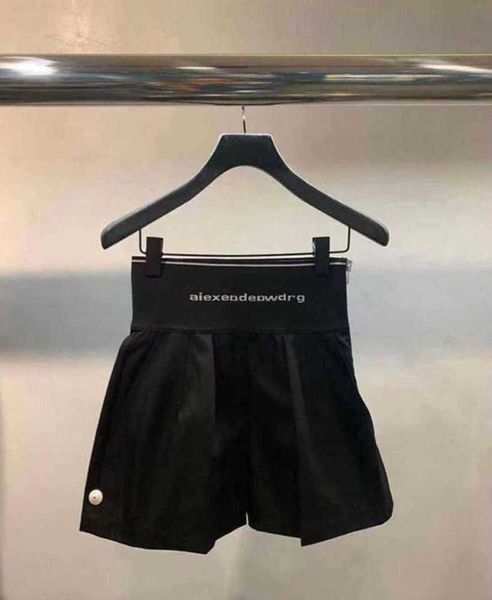 

designer aw dawang casual shorts elastic wide leg letter ribbon versatile waist pleated women's pants spring summer new wang shorts 225, White;black