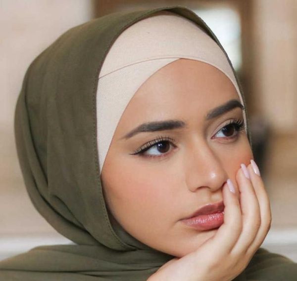 

women cotton under scarf cap turban femme musulman ready to wear hijab cap female headscarf bonnet muslim inner hijabs x08036754007, Blue;gray