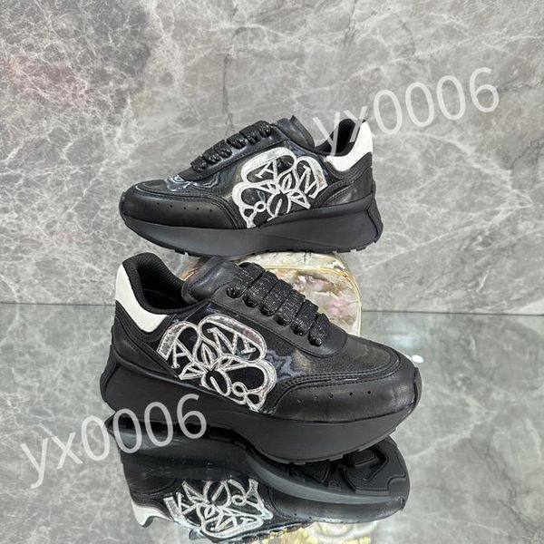 

2023 new luxury designer sneaker men women reflective casual shoes genuine leather sneakers party calfskin quality shoes, Black
