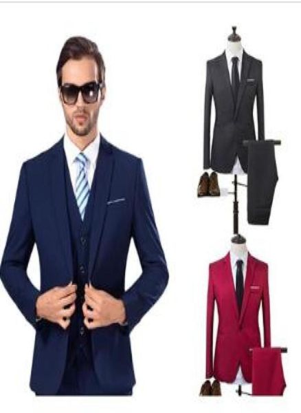 

men wedding suit male blazers slim fit suits for costume business formal party work wear suits jacketpants3110002, Black;gray