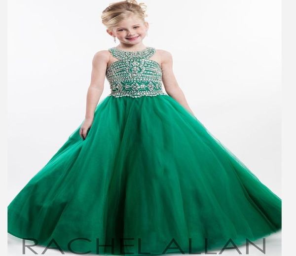 

rachel allan girl039s pageant dresses green halter neckline beads crystals sequins floor length a line formal girls dresses for2697448, White;red