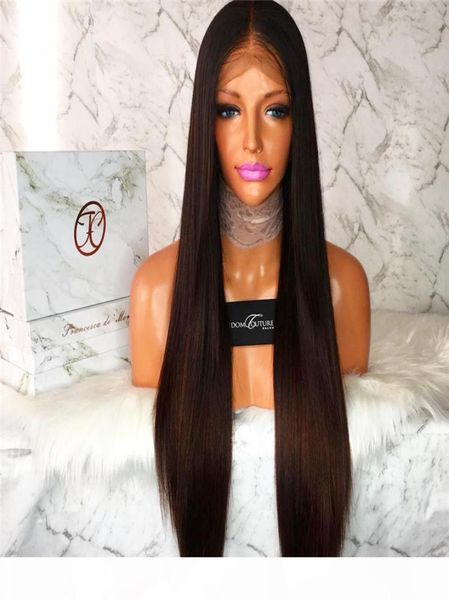 

100 brazilian virign remy human hair 1026 inch stock silky straight african american glueless full lace wig front2276493, Black;brown