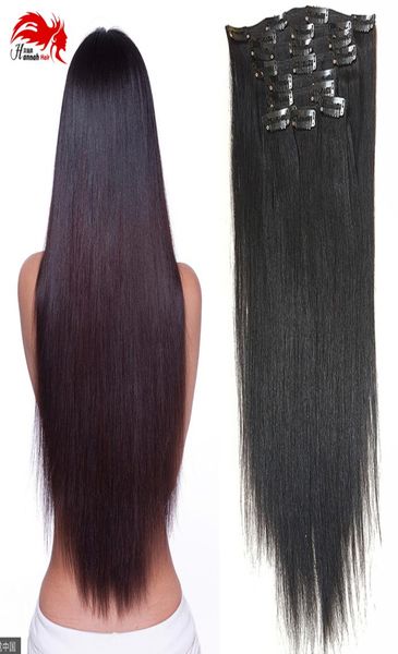 

double weft 100 remy human hair clip in extensions 1003903926039039 grade 7a quality full head thick long soft silky2130251, Black