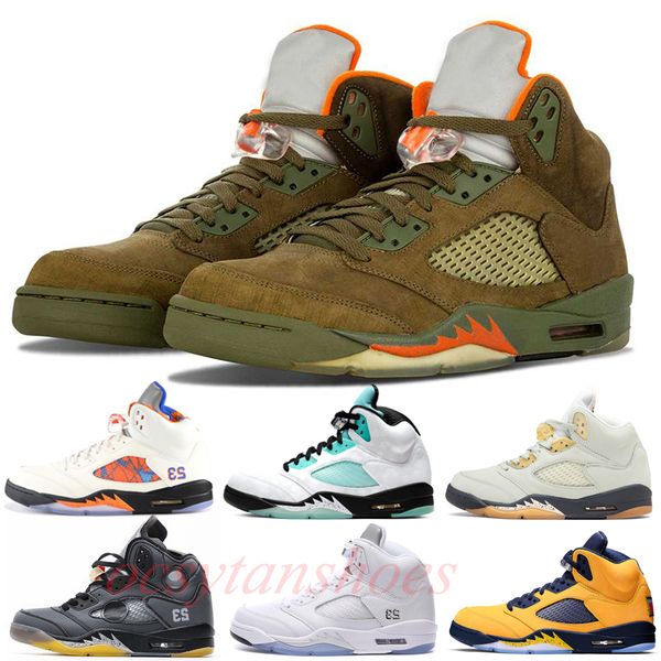 

2023 jumpman 5 5s basketball shoes sports shoe off noir olive raging bull bluebird men women trainer sneakers