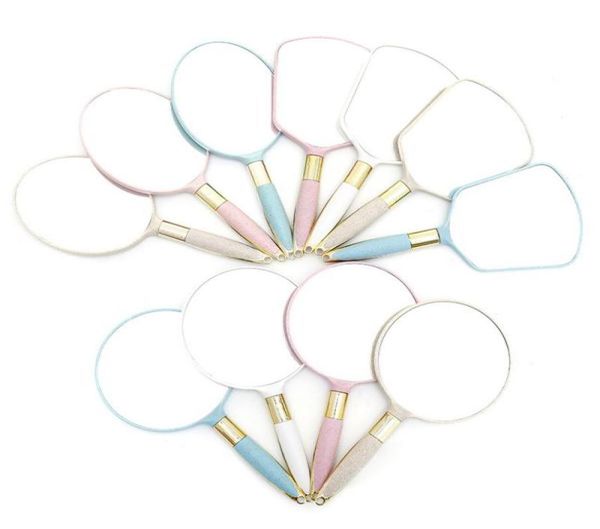 

dhl cute pink makeup vanity mirror vintage mirrors with handle women round hand hold cosmetic mirrors high definition portable mir5858333