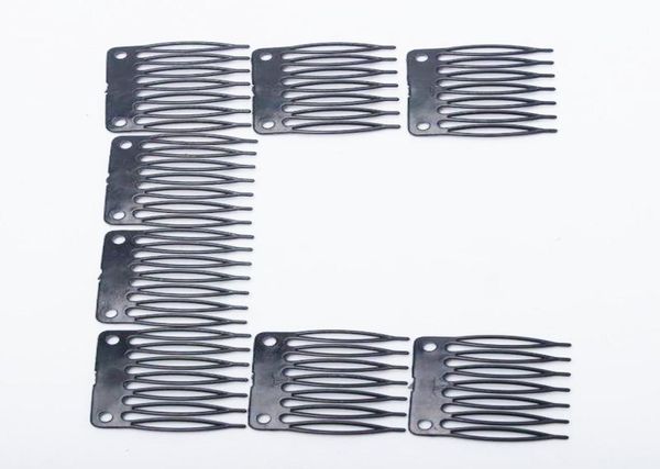 

whole 100pcs wig combs for wig making combs hair extensions tools combs clips with 7teeth for wig cap9297193, Black;brown