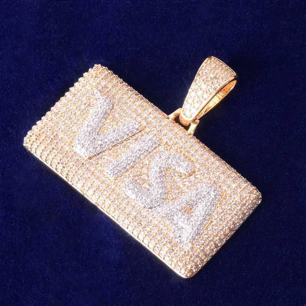 

pendant necklaces card shape cubic zircon men's hip hop necklace jewelry 230621, Silver