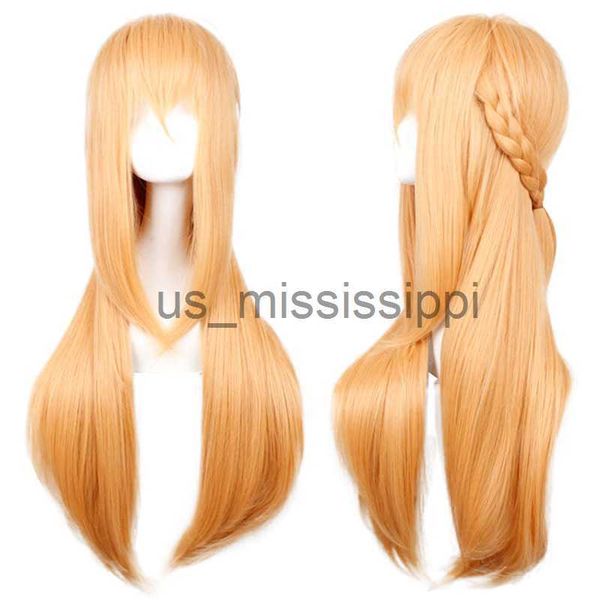 

cosplay wigs anime sword art online yuuki asuna cosplay wig high temperature wire long hair with wig cap for women synthetic hair wig x0630, Black