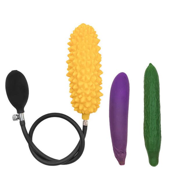 

female toy inflatable cucumber eggplant backyard couple flirting
