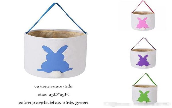 

4 colors 2019 new easter rabbit basket easter bunny bags rabbit printed canvas tote bag egg candies baskets6140888, Black
