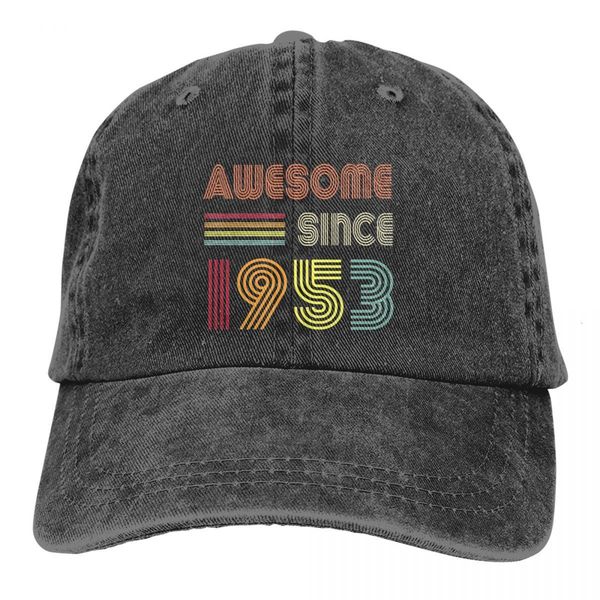 

visors awesome since 1953 birthday trucker hat merchandise casual distressed denim 70th baseball cap for for men women adjustable 230628, Blue;gray
