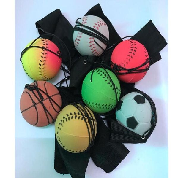 

2020 new arrival random 5 style fun toys bouncy fluorescent rubber ball wrist band ball9830967