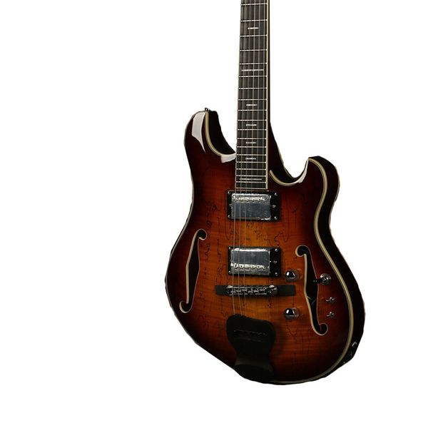 

languedoc electric guitar hollow body sunburst splited maple ebony fretboard