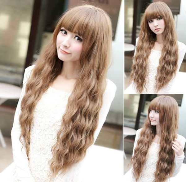 

new women lady cosplay wavy curly long hair full party costume wigs5723305, Black