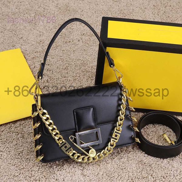 

evening bags handbag shoulder bag cross body bags women tote purse cowhide material chain short hand strap side pins decorate interior zippe