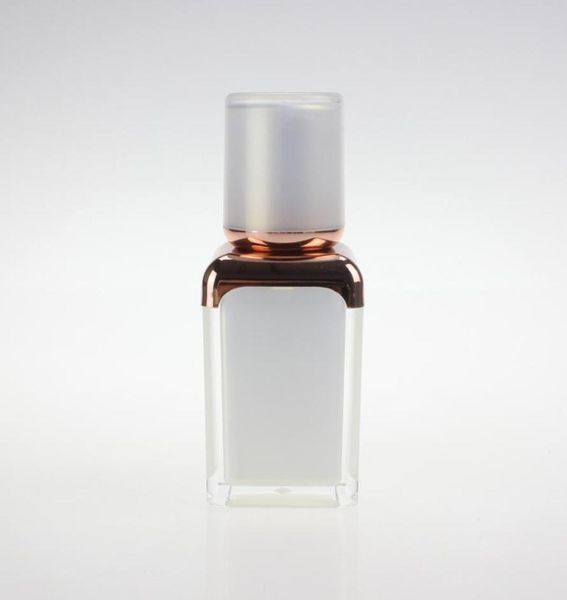 

whole 15ml pearl white square airless pump bottle with rosegold collar acrylic bottle for lotion or essences2678466