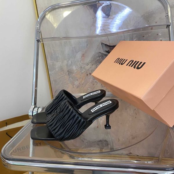 

slide mius sandals beach designer shoes high women family sandal slippers women's 2023 new flat bottom open wearing fairy style nhcy