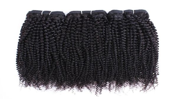 

natural color 3 bundles afro kinky curly remy indian human hair weaving 1026 inch no shedding weft3505398, Black