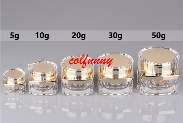 

50pcslot 5g 10g 20g 30g 50g grade clear acrylic empty bottle jar eye gel lipstick sample empty cosmetic containers9708097