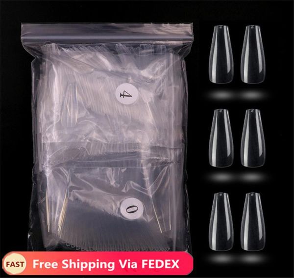 

500pcspack fake nail artificial press on long ballerina clear natural white false coffin nails art tips full cover flase nails9739099, Red;gold
