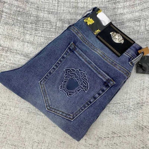 

men's jeans designer high version vers designer jeans men pants classic medusa embroidered casual mens trousers plus size fashion strai, Blue