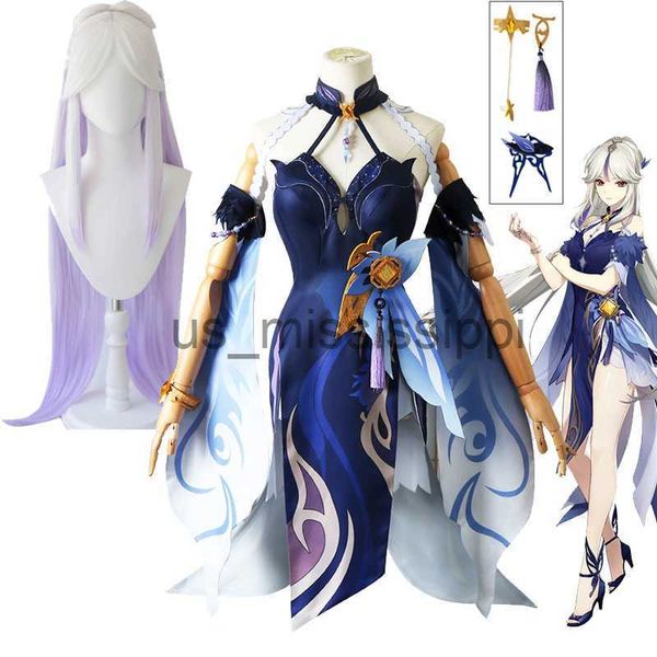 

cosplay wigs game genshin impact cosplay costumes ning guang halloween costumes for women anime figure vestido dress suit wig anime clothes, Black