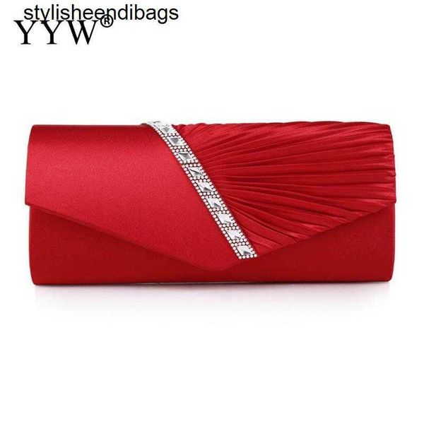 

totes folds rhinestone decor chain clutch bags for women 2021 red evening party clucth envelope bag female girl luxury shoulder pouch stylis