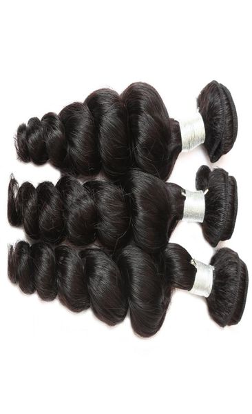 

12a loose wave raw human hair 3 bundles with natural color grade quality brazilian peruvian malaysian indian hair 1230 inch3450394, Black