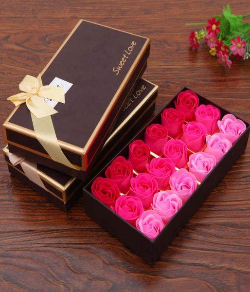 

18pcs rose bath soap flower petal set with gift box for wedding party valentine039s day 4 style8728539