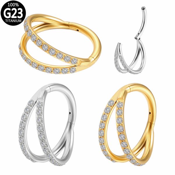 

navel bell button rings g23 16g hinged segment nose ring cz septum clicker hoop labret ear tragus cartilage daith helix piercing jewelry 230, Silver