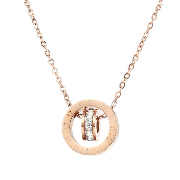 

original designer sun netizens same 2021 new korean version necklace carti roman ring 18k rose gold light luxury small crowd collar chain wi, Silver