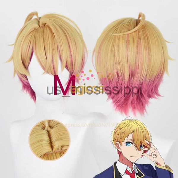 

cosplay wigs anime oshi no ko hoshino akuamarin cosplay wig 32cm orange gold rose pink hair heat resistant wigs wig cap x0630, Black