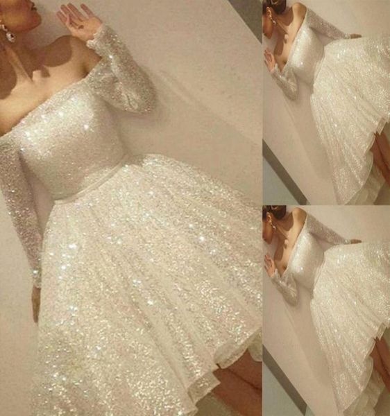 

new arrival white shine short homecoming dresses sequins off the shoulder long sleeve party dress thin ribbon aline cocktail dres4691599, Blue;pink
