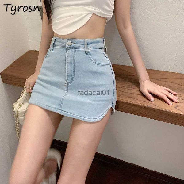 

skirts women asymmetrical slim solid denim minimalist fashion high waist allmatch leisure korean style ladies weet summer l230621, Black