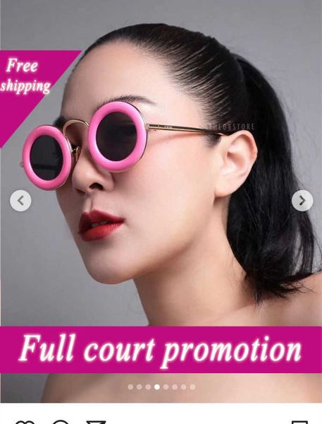 

luxury brand sunglasses 2023 new luojia ins blogger's same round frame fashion oversized glasses, White;black