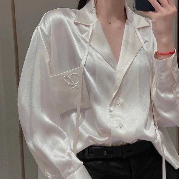 

fashion blouse designer shirt three-dimensional embroidery silk long sleeved shirt sunscreen loose casual coat, White