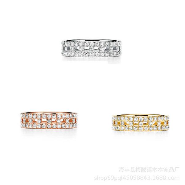 

high version tiffay style ring with diamonds for women wide edition personalized versatile fashion pair wedding couple, Silver