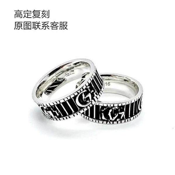 

2023 gujia 925 silver g stereoscopic old made double dwelling stripe ring same style for couples
