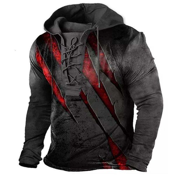 

men's pullover designer 3d print outdoor sports tie up hat sweater, Black