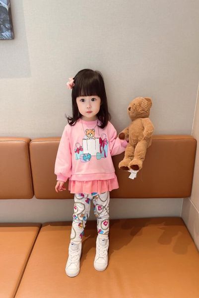 

cute kids girls sets autumn children cartoon hoodie leggings tracksuit baby 13 yeras outfit clothes9575169, White