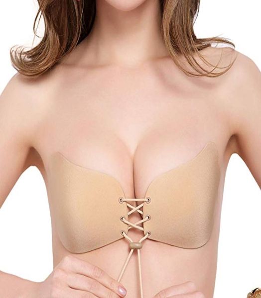 

amazon fashion silicone undergarments bridal bra thicker breathable gather invisible adhesive bras new drawstring women under8769311, White